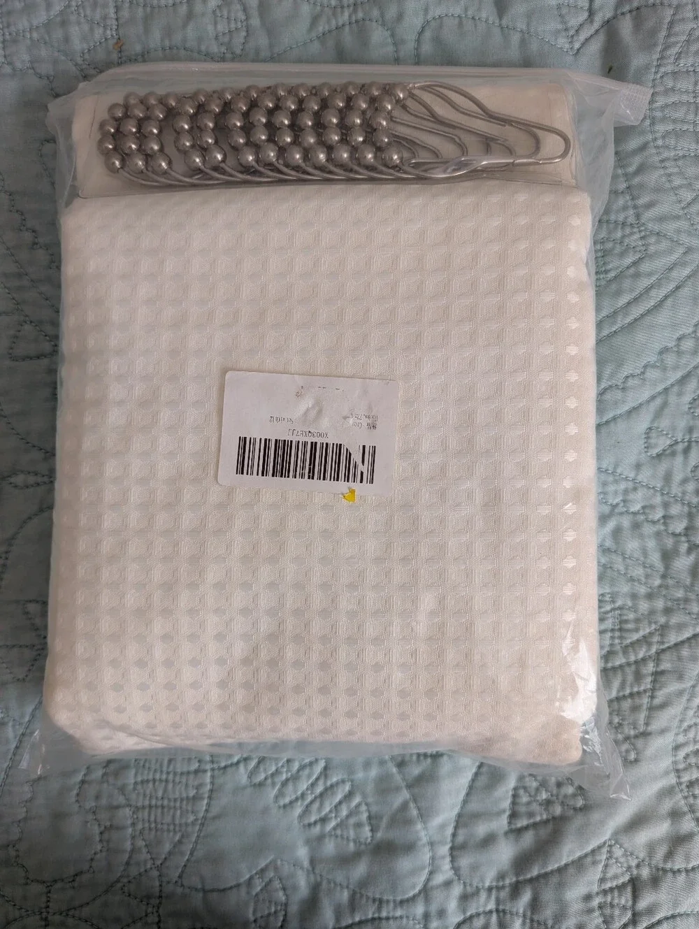 NWT Cream/Off White Woven Shower Curtain With 12 Hooks